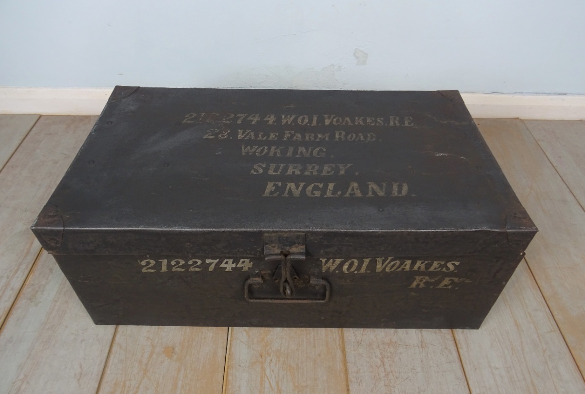 Early 20th Century Military Campaign Painted Metal Trunk